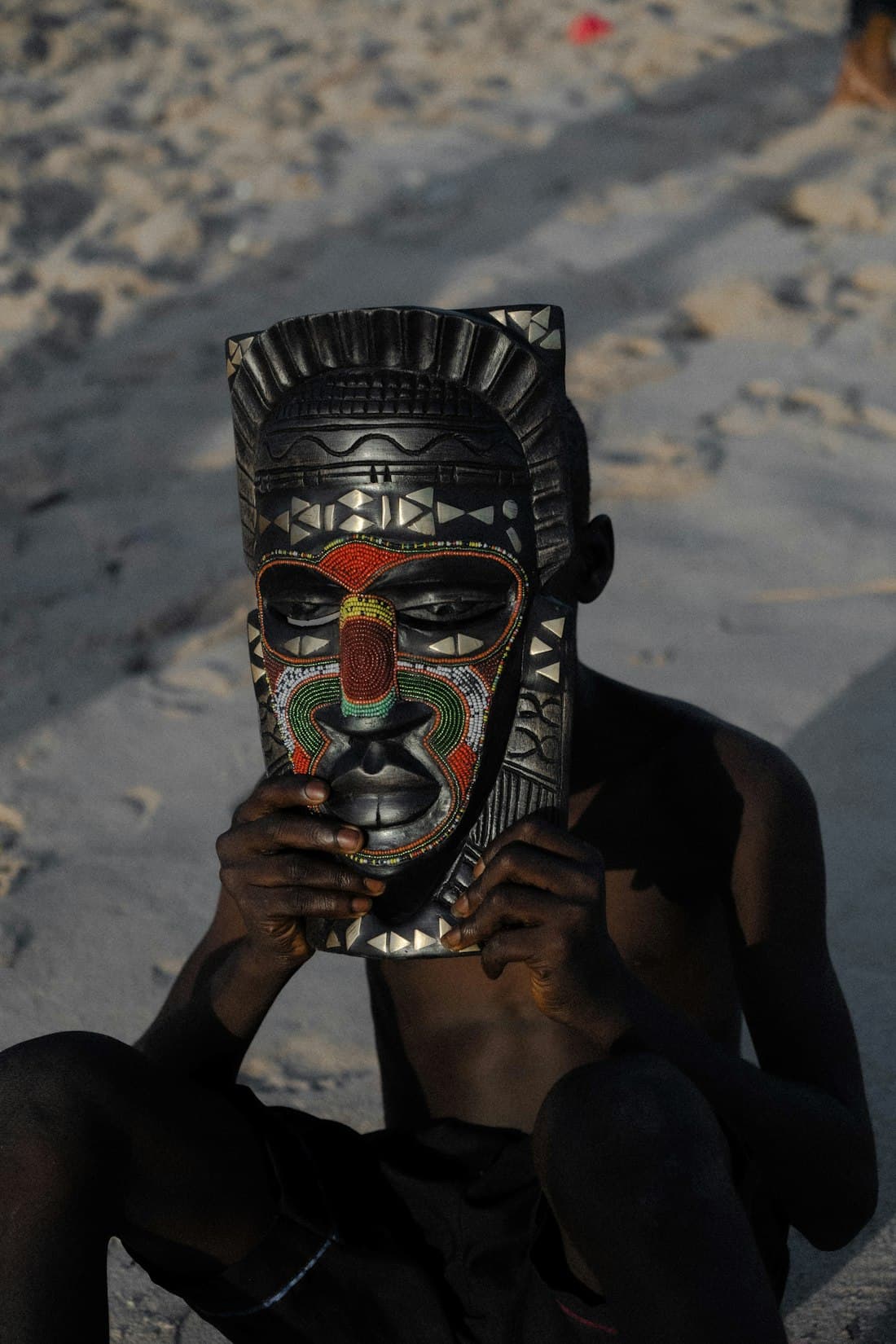 African art — a hand-carved, beaded mask